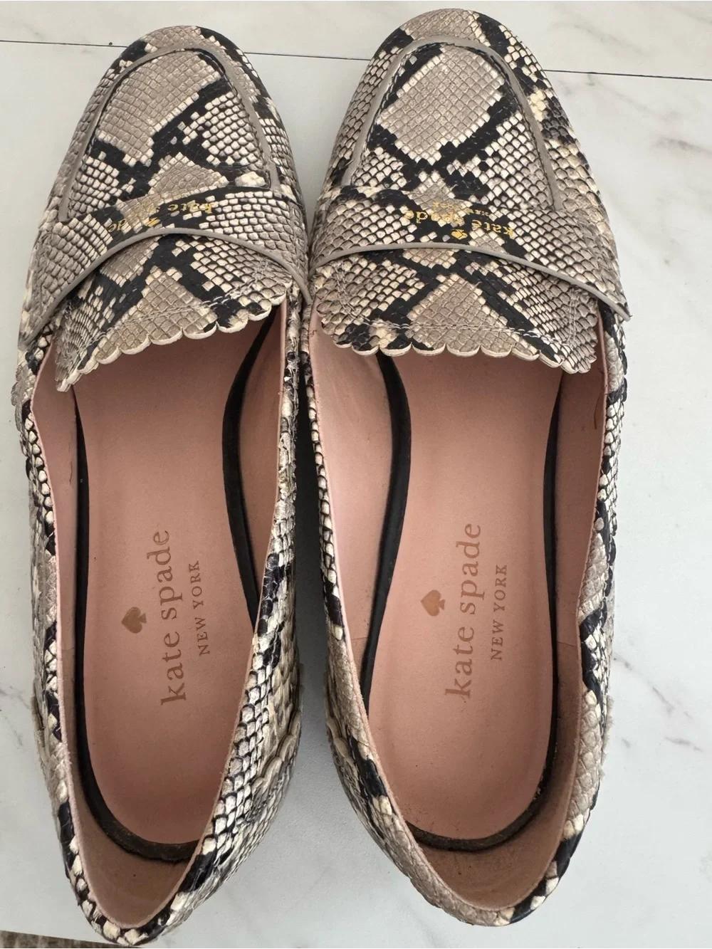 Kate Spade New York Cara Flora Snake Print Leather Loafers Size
